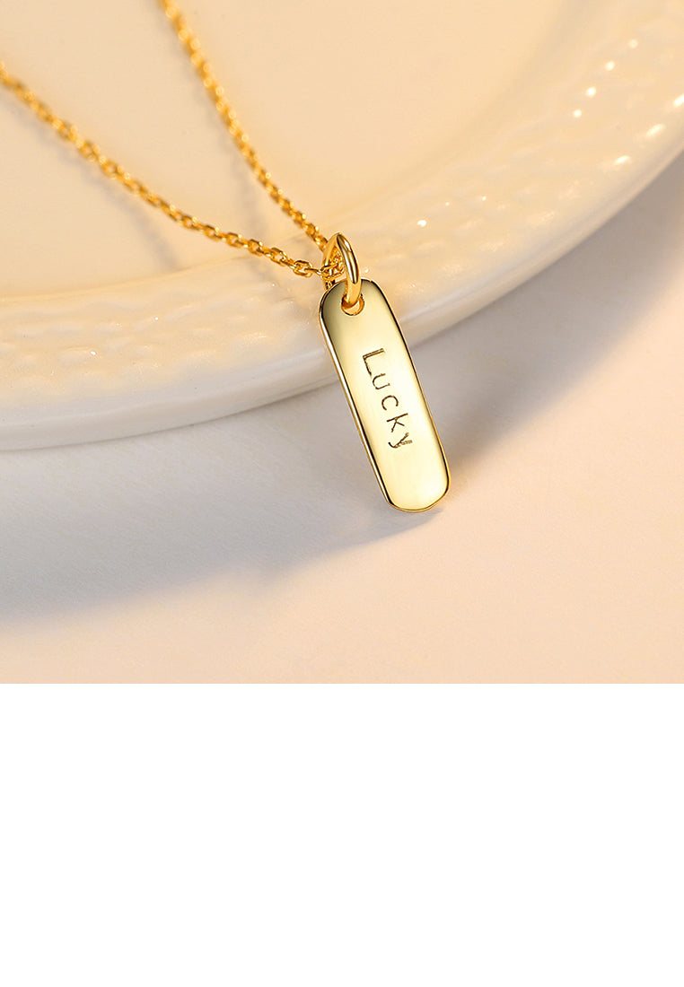 925 Sterling Silver Plated Gold Simple and Fashion Lucky Geometric Pendant with Necklace