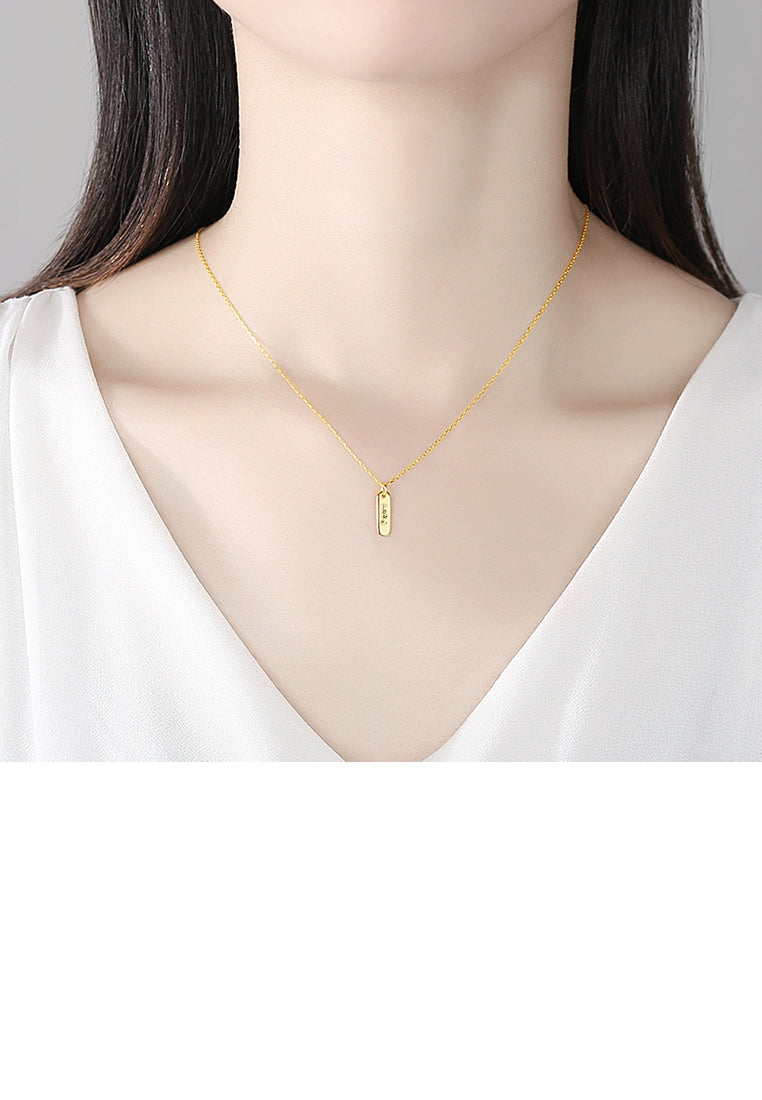 925 Sterling Silver Plated Gold Simple and Fashion Lucky Geometric Pendant with Necklace