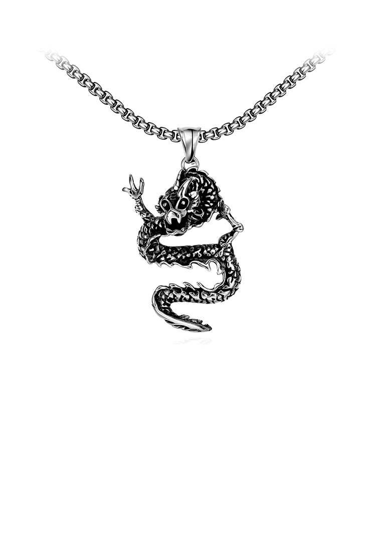 Vintage Fashion 316L Stainless Steel Dragon Pendant with Necklace