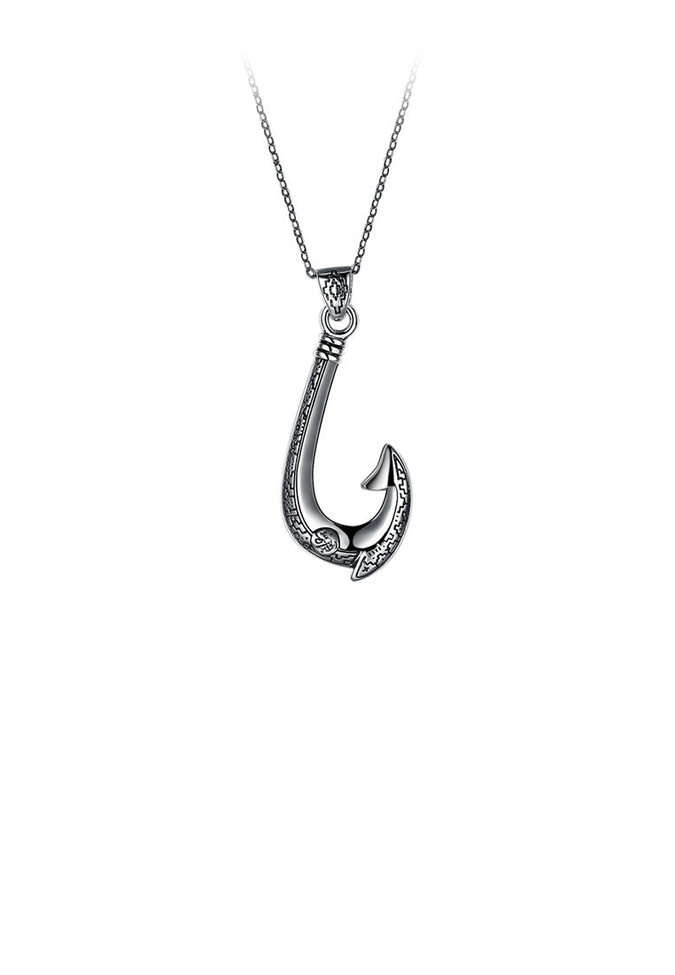 925 Sterling Silver Vintage Fashion Hook Pendant with Necklace