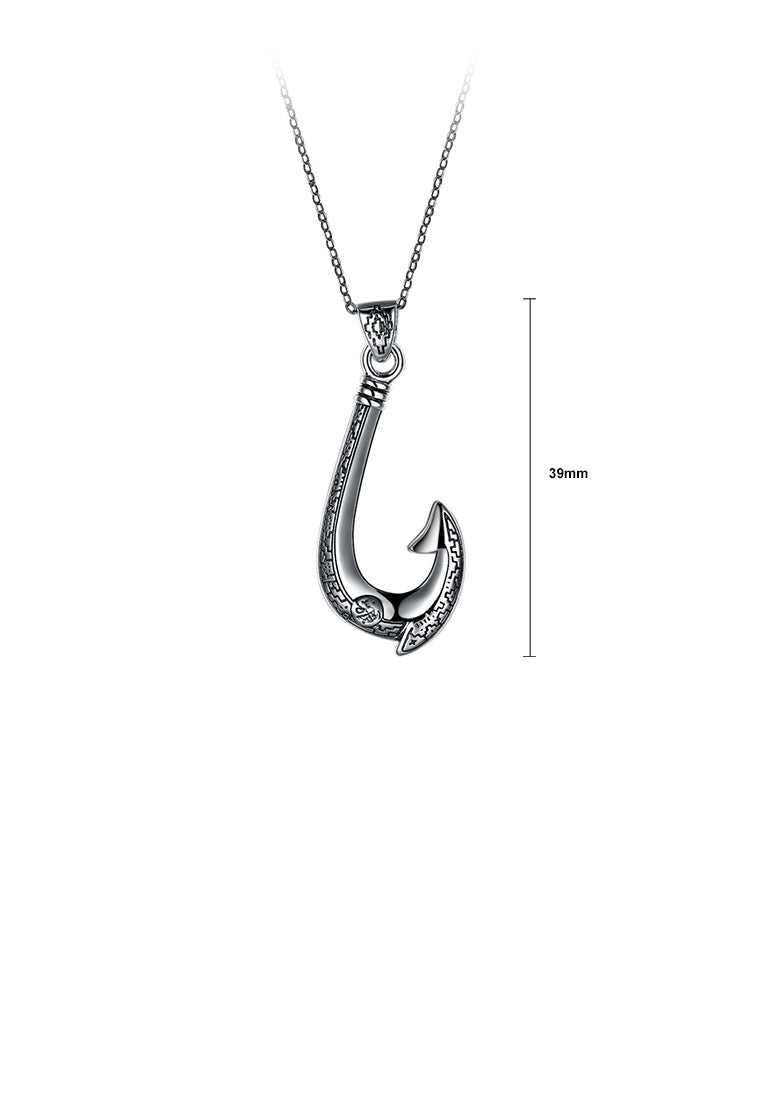 925 Sterling Silver Vintage Fashion Hook Pendant with Necklace