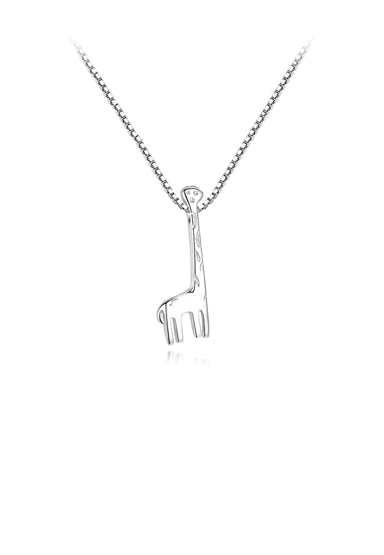925 Sterling Silver Simple Fashion Giraffe Pendant with Necklace