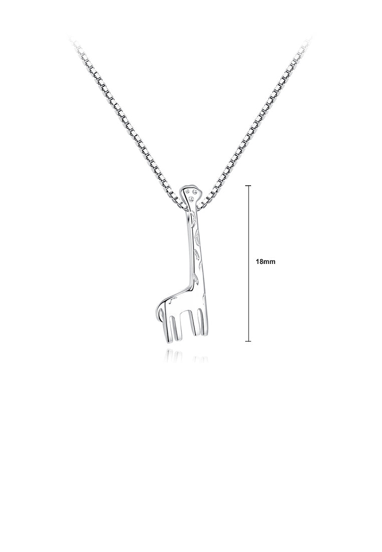 925 Sterling Silver Simple Fashion Giraffe Pendant with Necklace