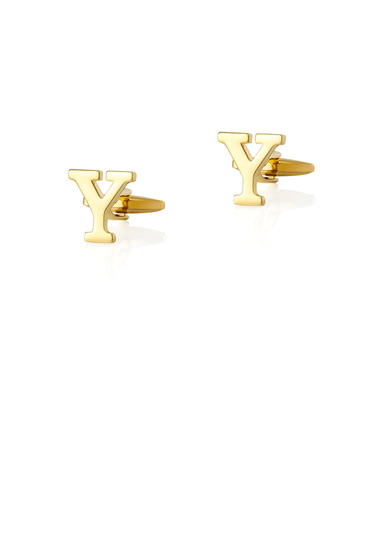 Fashion Simple Plated Gold English Alphabet Y Cufflinks