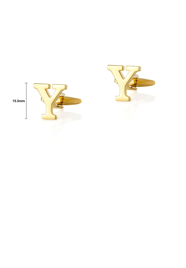 Fashion Simple Plated Gold English Alphabet Y Cufflinks