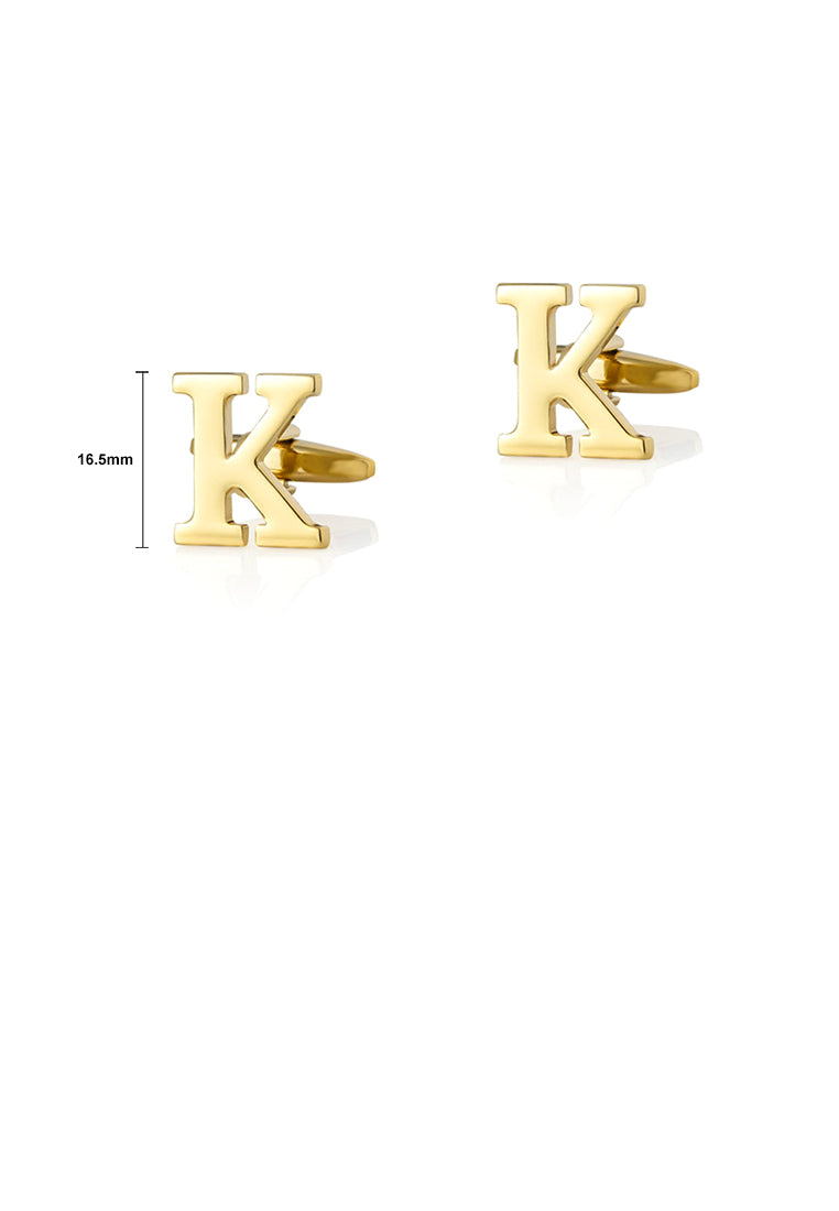 Fashion Simple Plated Gold English Alphabet K Cufflinks