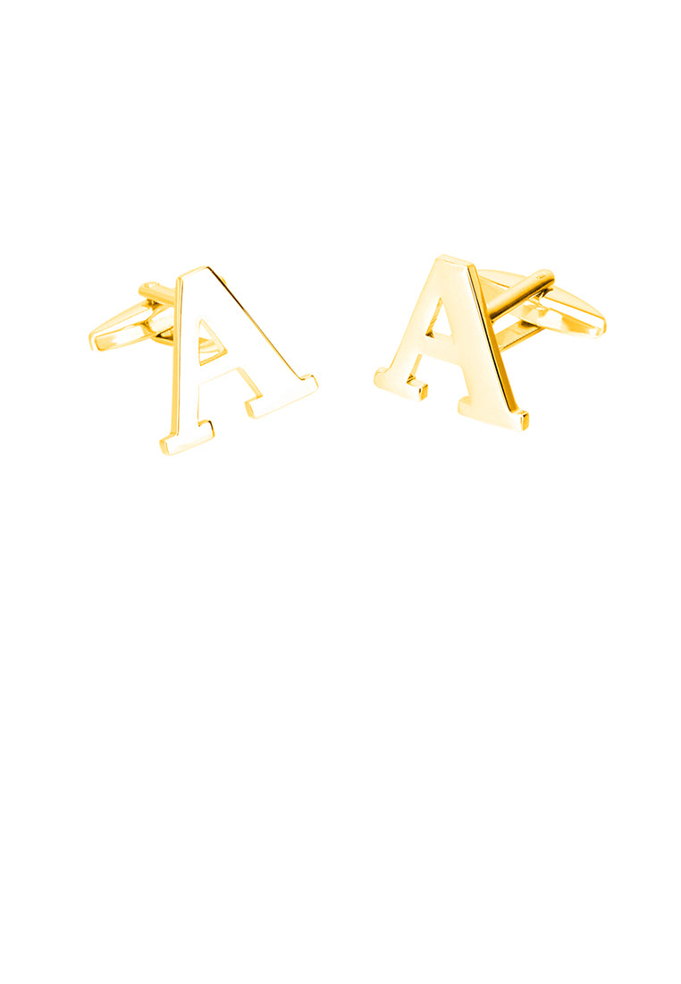 Simple Personality Plated Gold English Alphabet A Cufflinks