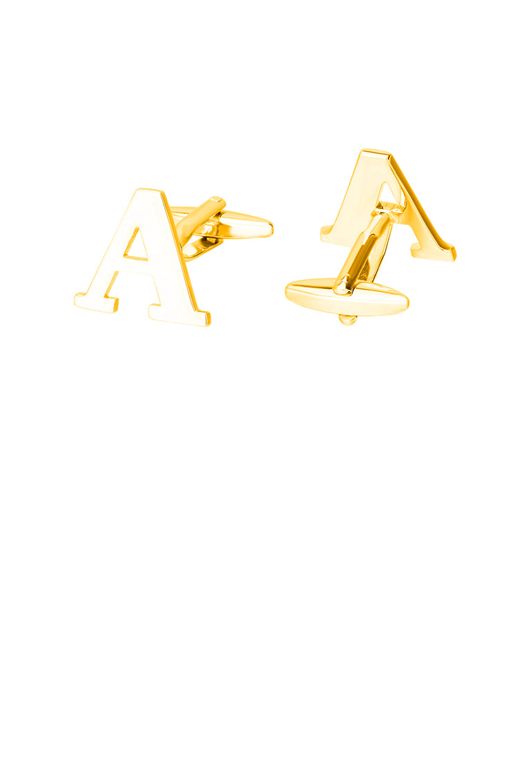Simple Personality Plated Gold English Alphabet A Cufflinks