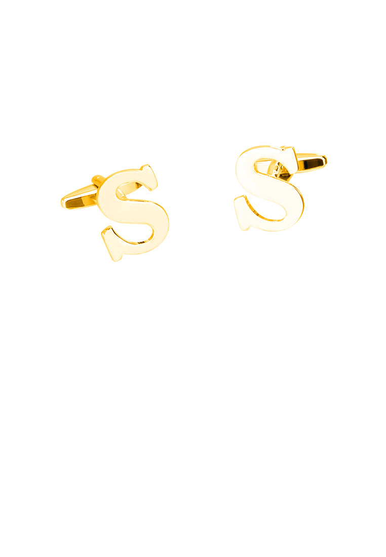 Simple Personality Plated Gold English Alphabet S Cufflinks