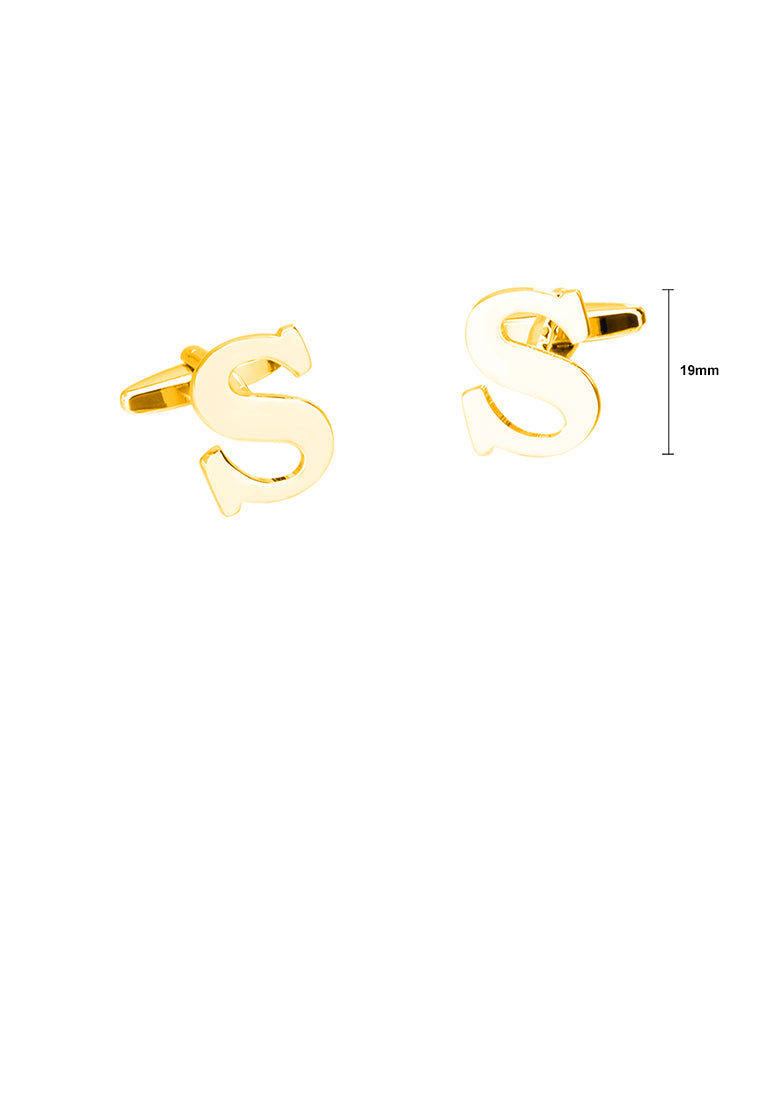 Simple Personality Plated Gold English Alphabet S Cufflinks
