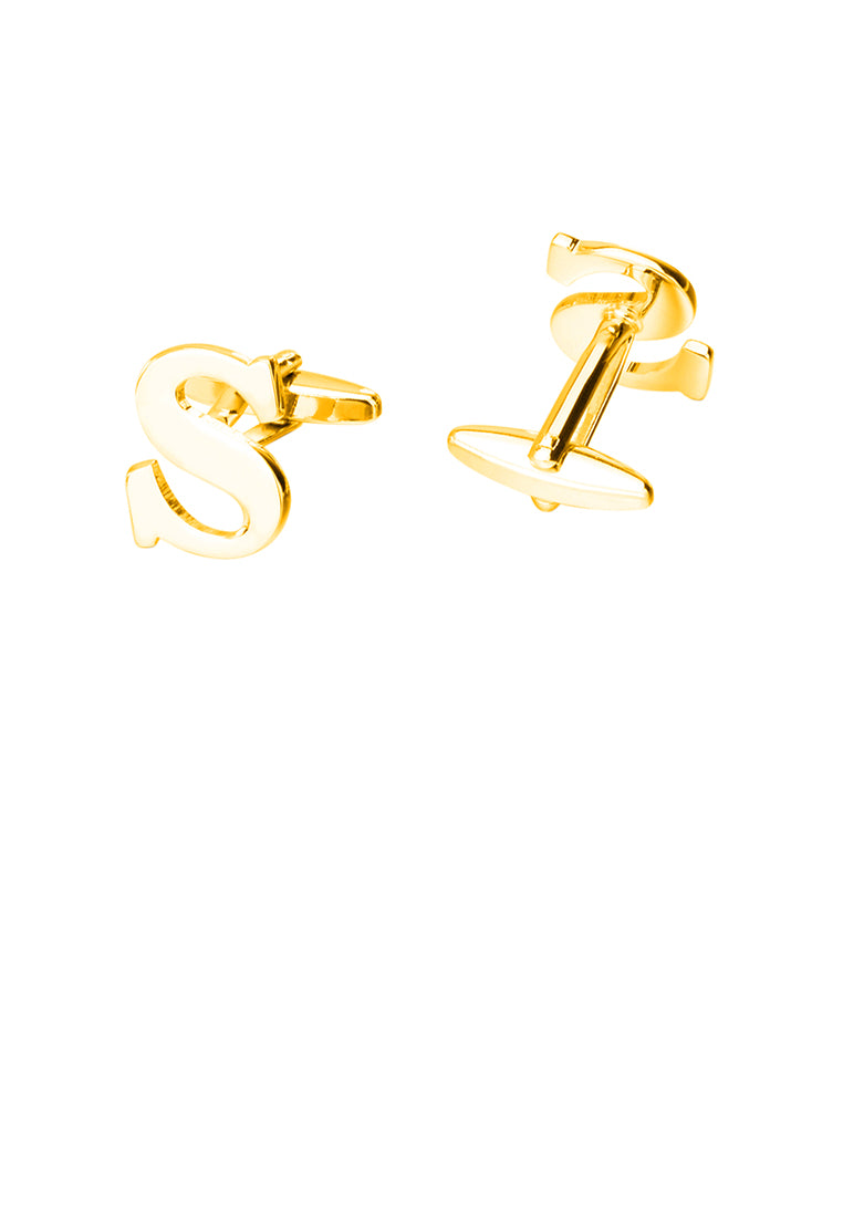Simple Personality Plated Gold English Alphabet S Cufflinks