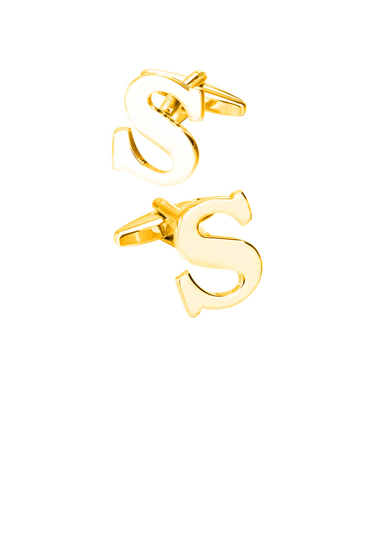 Simple Personality Plated Gold English Alphabet S Cufflinks
