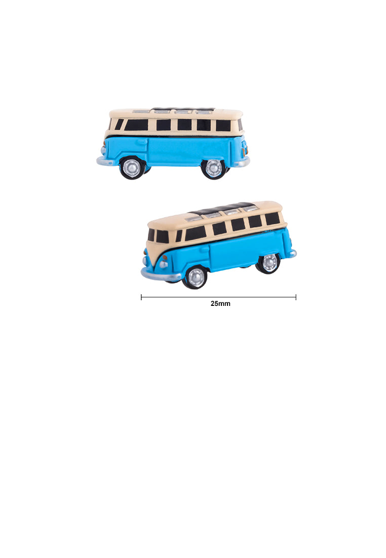 Fashion Simple Enamel Blue Bus Cufflinks