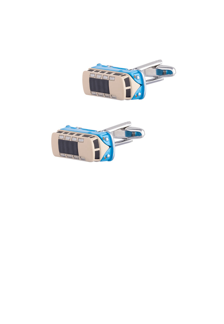 Fashion Simple Enamel Blue Bus Cufflinks
