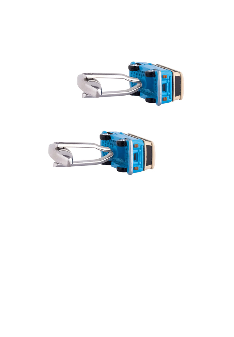 Fashion Simple Enamel Blue Bus Cufflinks