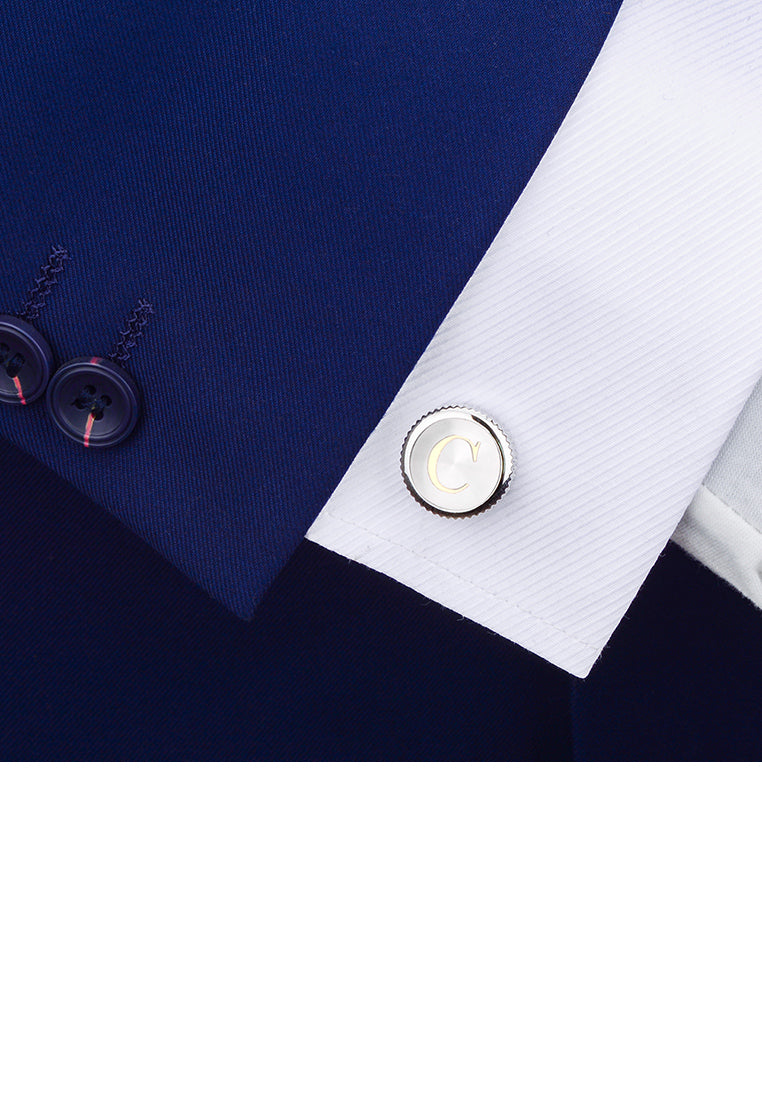 Fashion Simple English Alphabet C Round Cufflinks