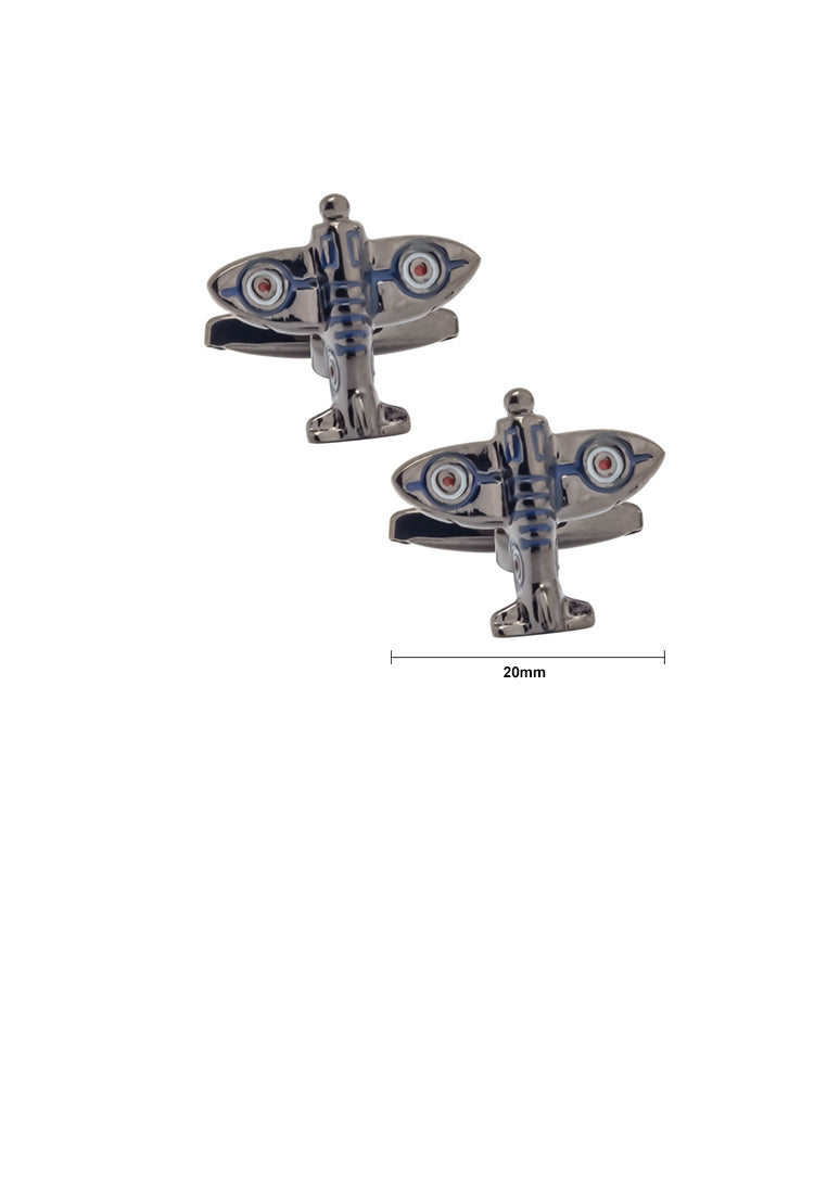 Fashion Creative Plated Black Airplane Cufflinks