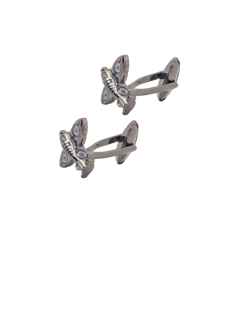 Fashion Creative Plated Black Airplane Cufflinks
