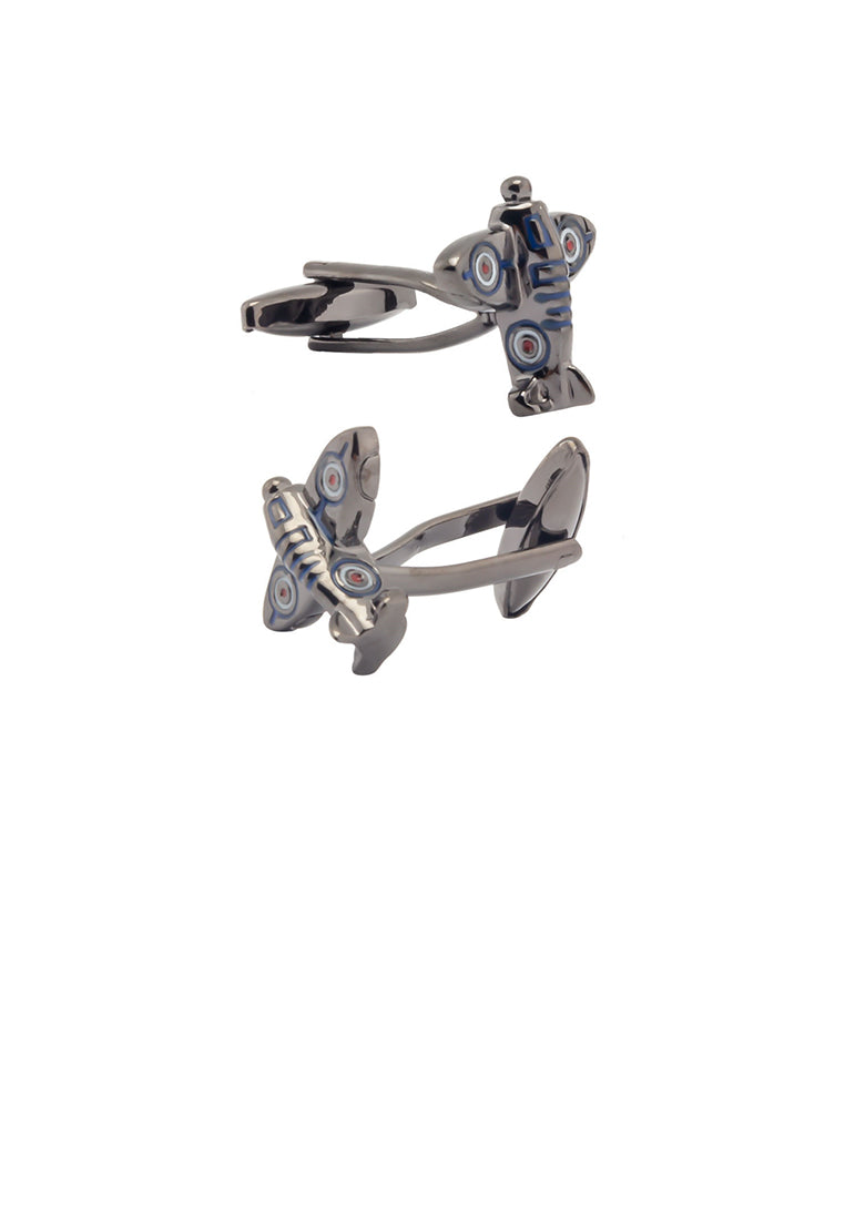 Fashion Creative Plated Black Airplane Cufflinks