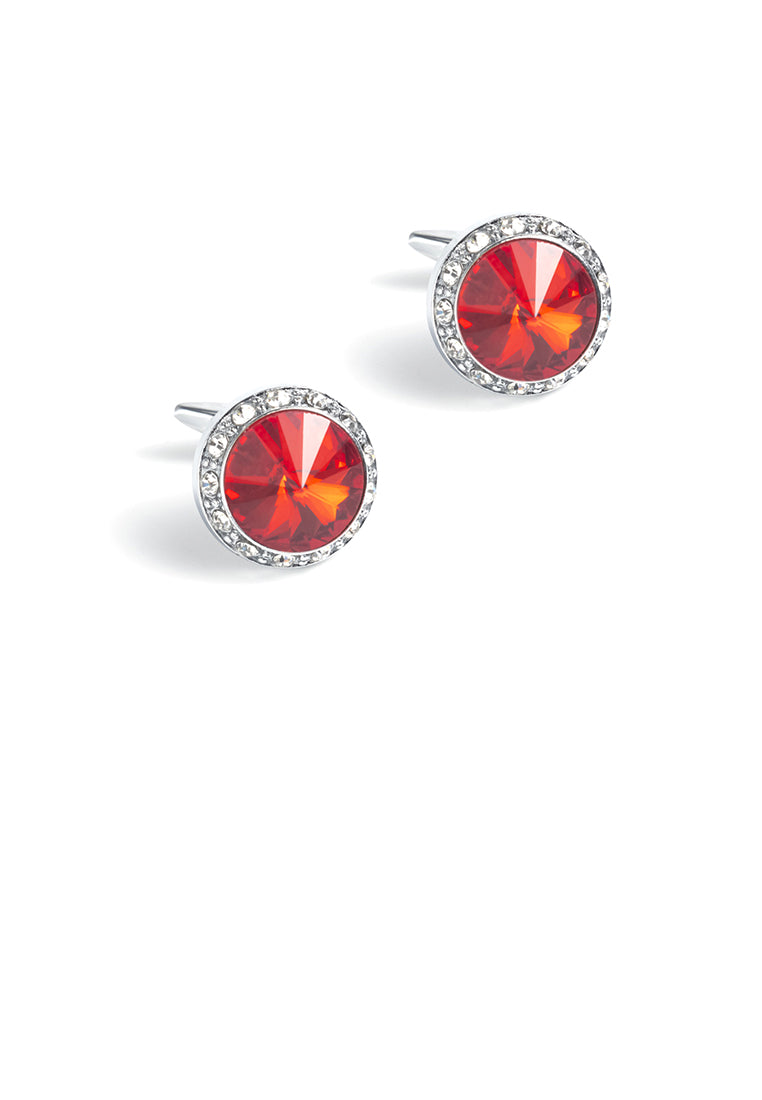 Fashion Simple Geometric Round Red Cubic Zirconia Cufflinks - Luxurious Look - Vibrant Color