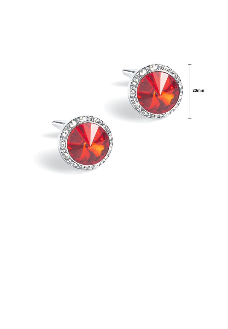 Fashion Simple Geometric Round Red Cubic Zirconia Cufflinks - Luxurious Look - Vibrant Color