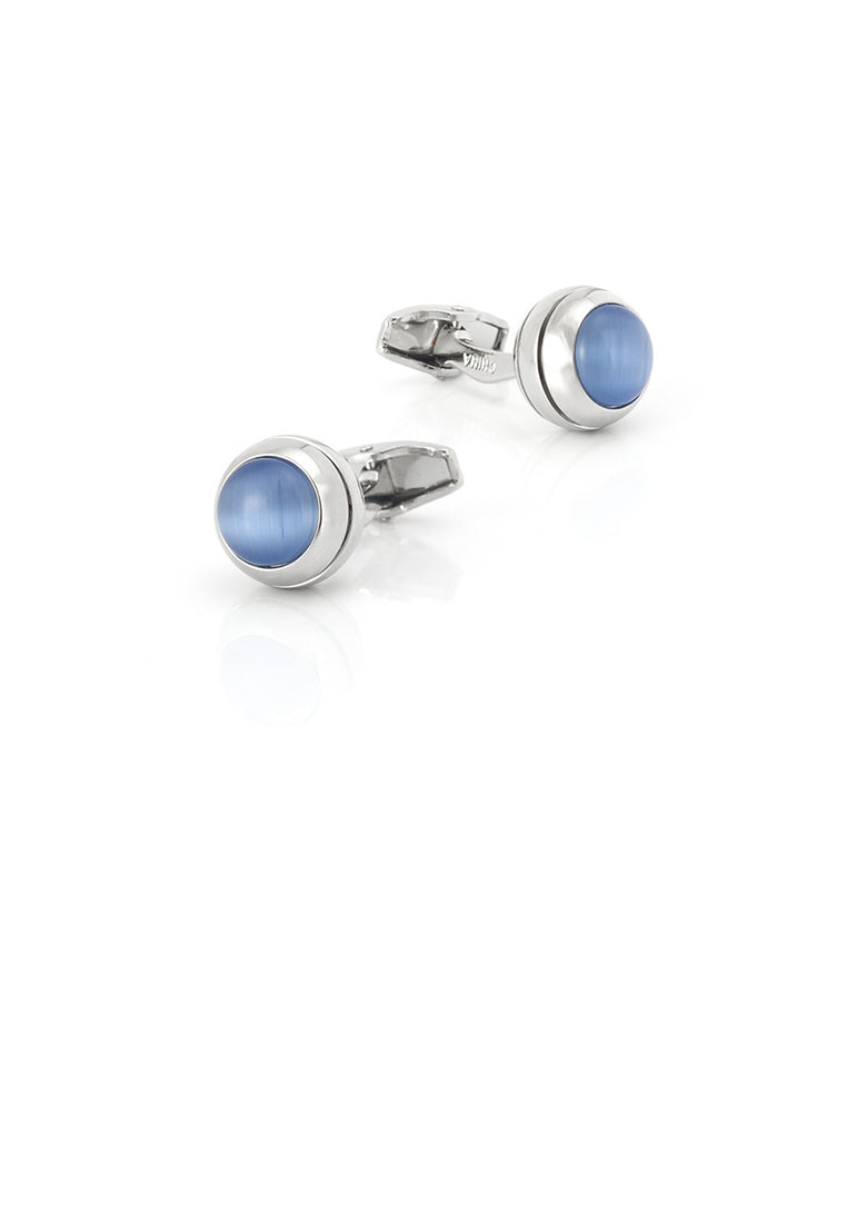 Fashion Simple Geometric Round Blue Imitation Opal Cufflinks