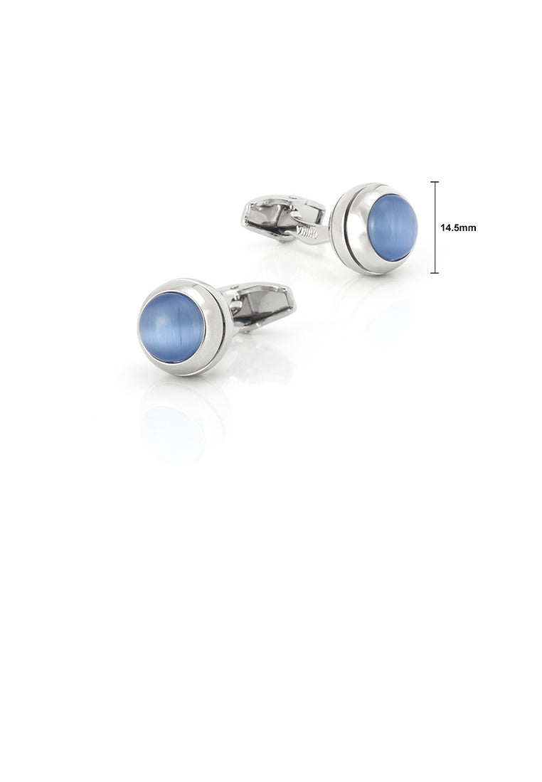 Fashion Simple Geometric Round Blue Imitation Opal Cufflinks