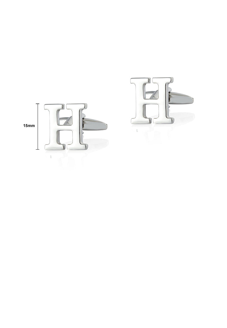 Fashion Simple English Alphabet H Cufflinks