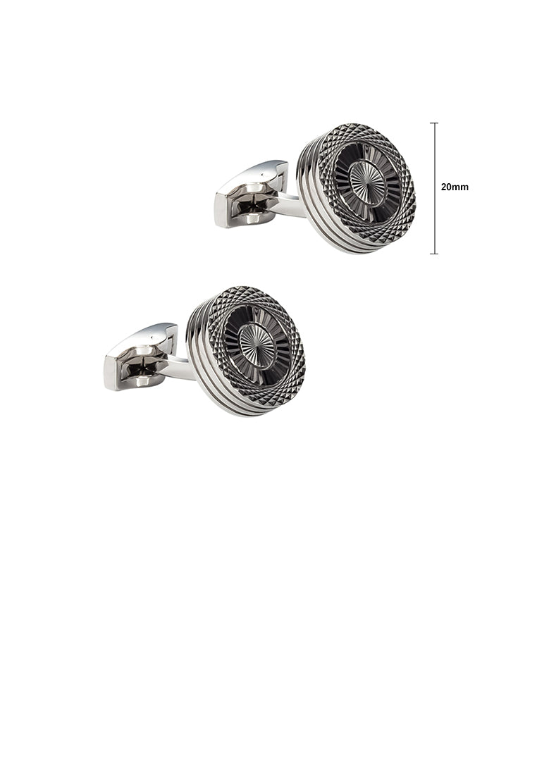 Fashion Temperament Geometric Pattern Round Cufflinks