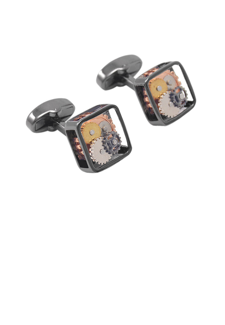 Fashion High-grade Plated Black Mechanical Gear Cufflinks