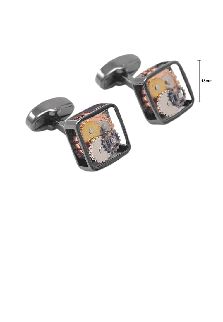 Fashion High-grade Plated Black Mechanical Gear Cufflinks