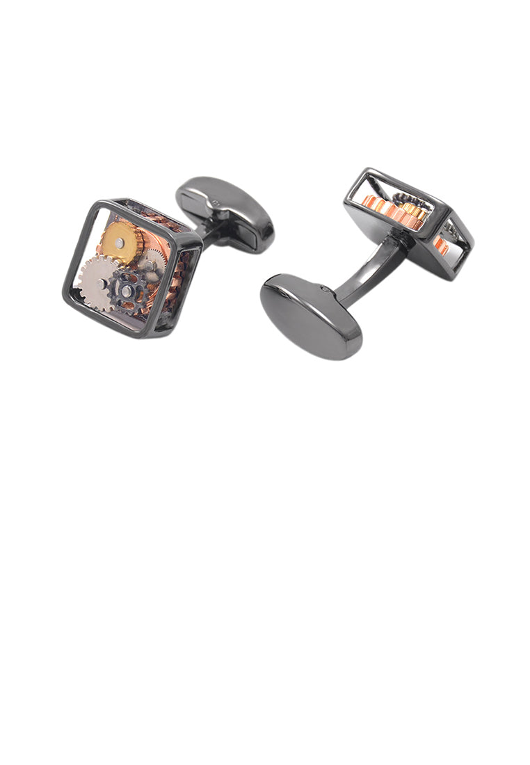 Fashion High-grade Plated Black Mechanical Gear Cufflinks