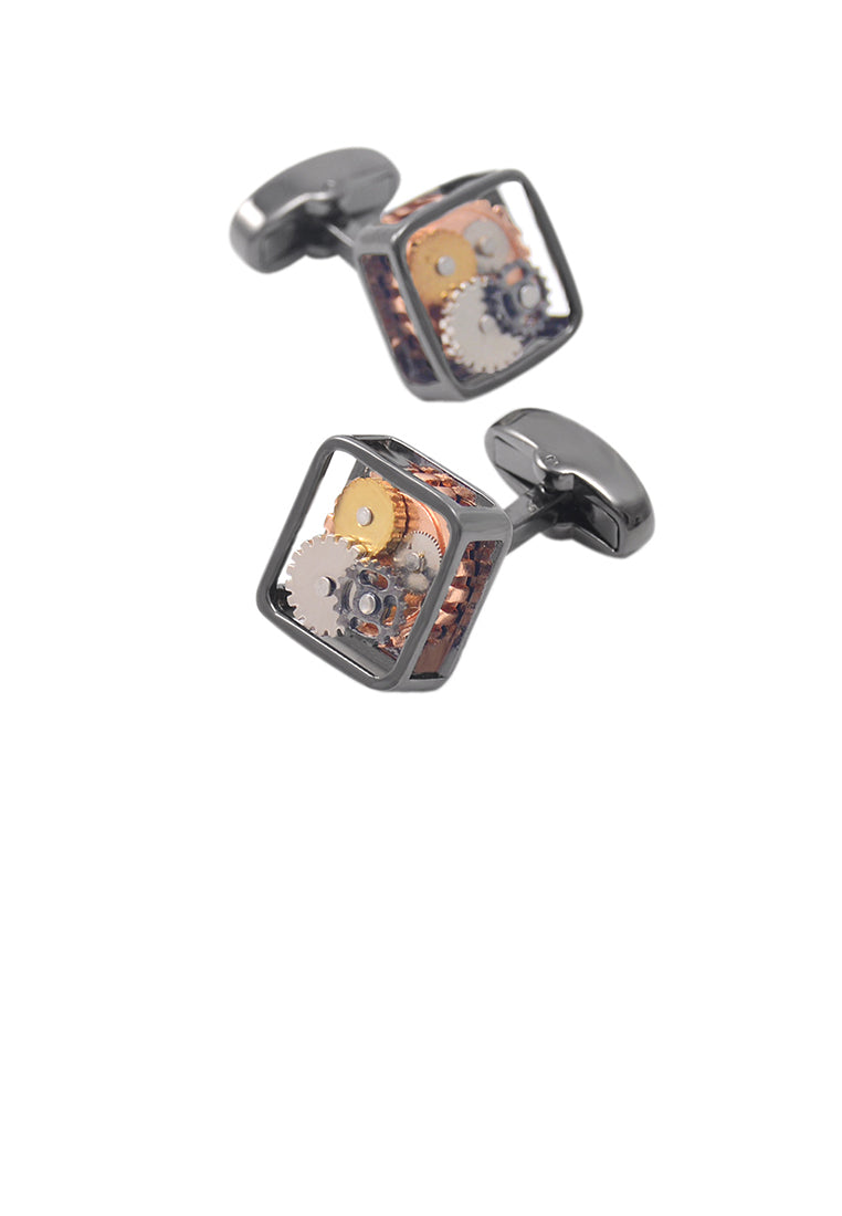 Fashion High-grade Plated Black Mechanical Gear Cufflinks