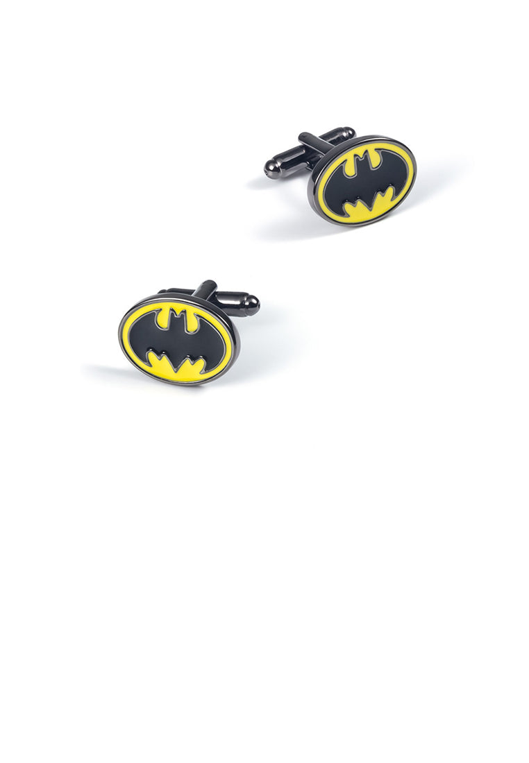 Fashion Personality Plated Black Bat Pattern Geometric Oval Cufflinks