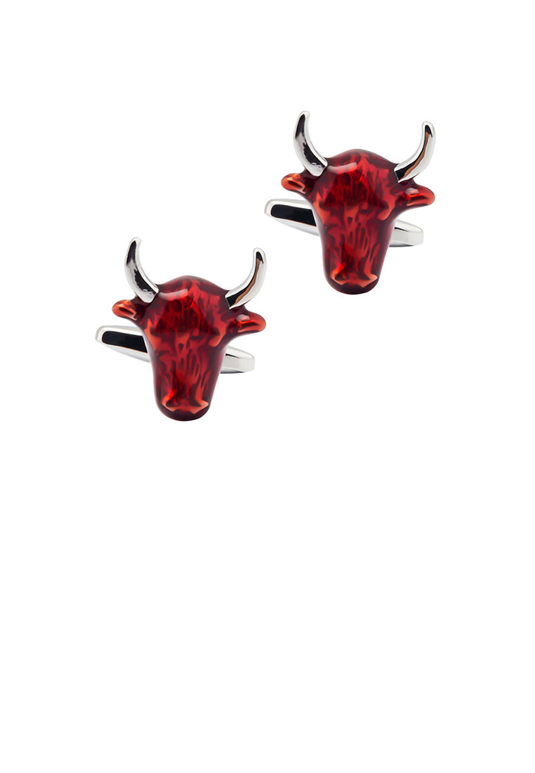 Fashion Personality Red Bull Head Cufflinks - Vibrant Color