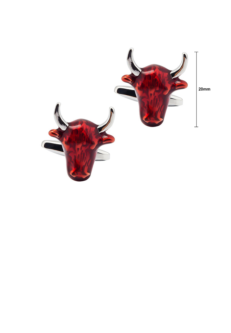 Fashion Personality Red Bull Head Cufflinks - Vibrant Color