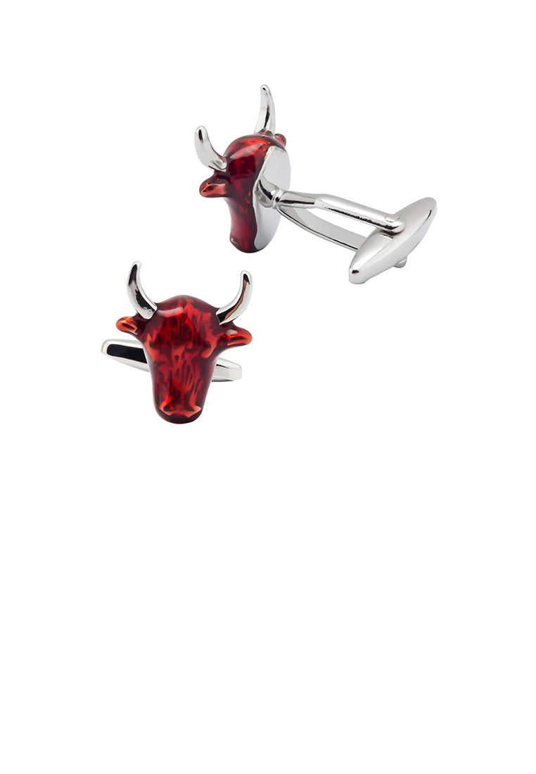Fashion Personality Red Bull Head Cufflinks - Vibrant Color