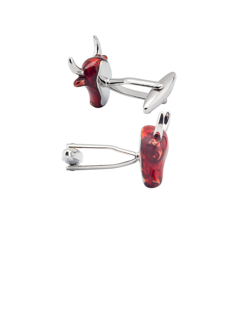 Fashion Personality Red Bull Head Cufflinks - Vibrant Color
