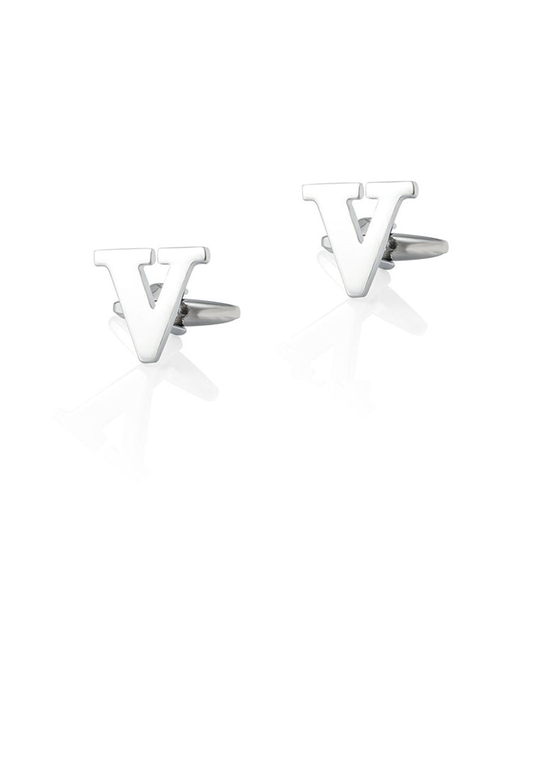 Fashion Simple English Alphabet V Cufflinks