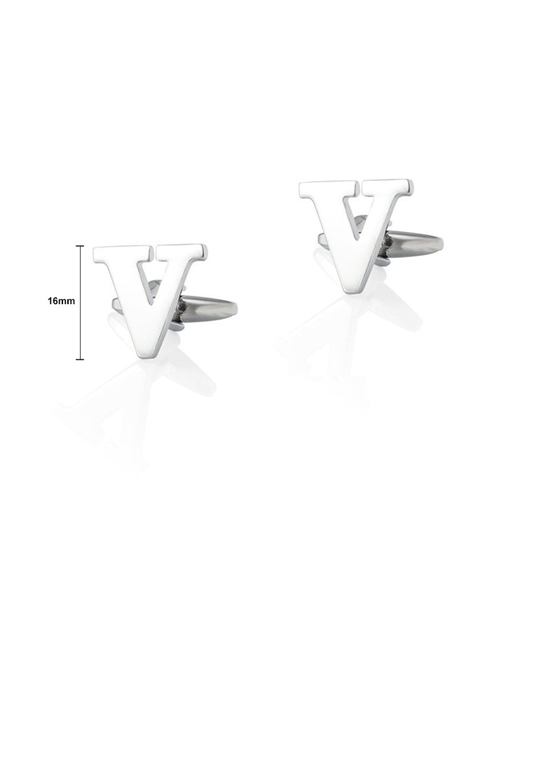 Fashion Simple English Alphabet V Cufflinks