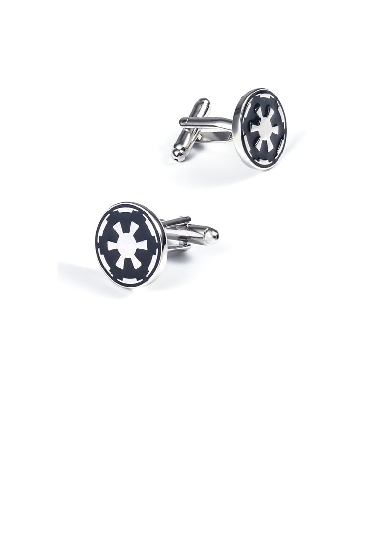 Fashion Temperament Black Pattern Geometric Round Cufflinks