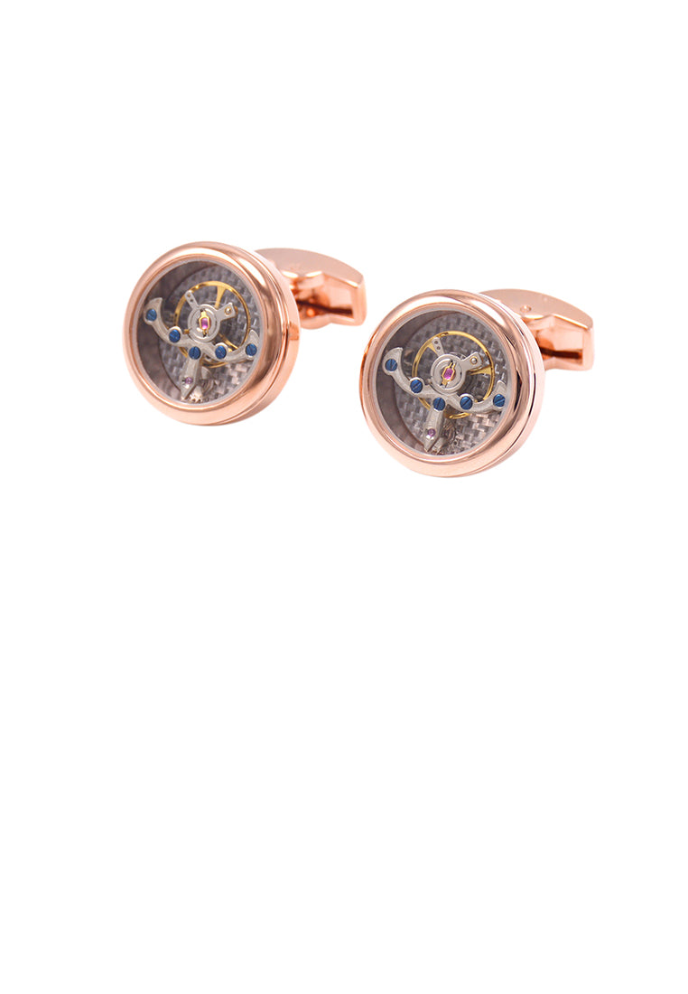 Fashion High-end Plated Rose Gold Balance Wheel Movement Men's Cufflinks
