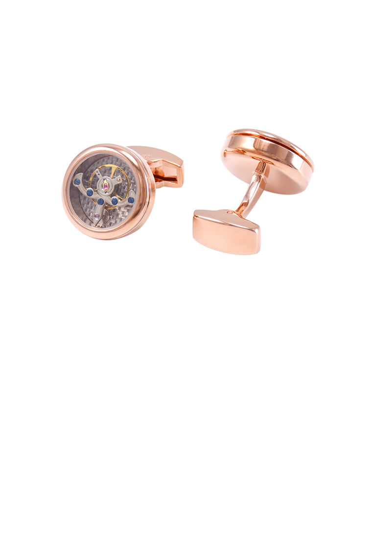 Fashion High-end Plated Rose Gold Balance Wheel Movement Men's Cufflinks