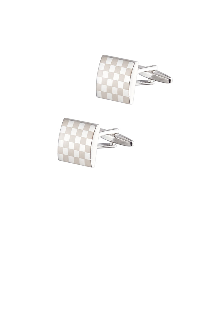 Fashion Temperament Brown Lattice Geometric Square Cufflinks - Vibrant Color