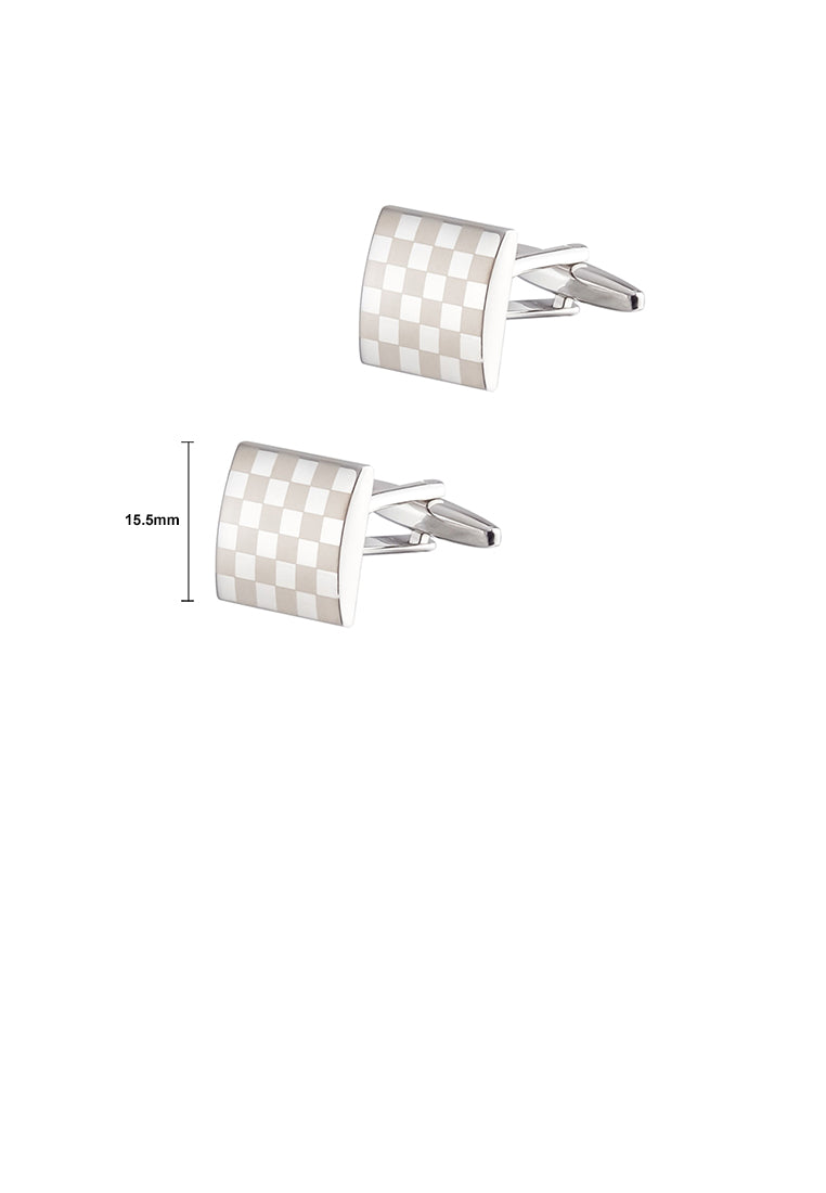 Fashion Temperament Brown Lattice Geometric Square Cufflinks - Vibrant Color