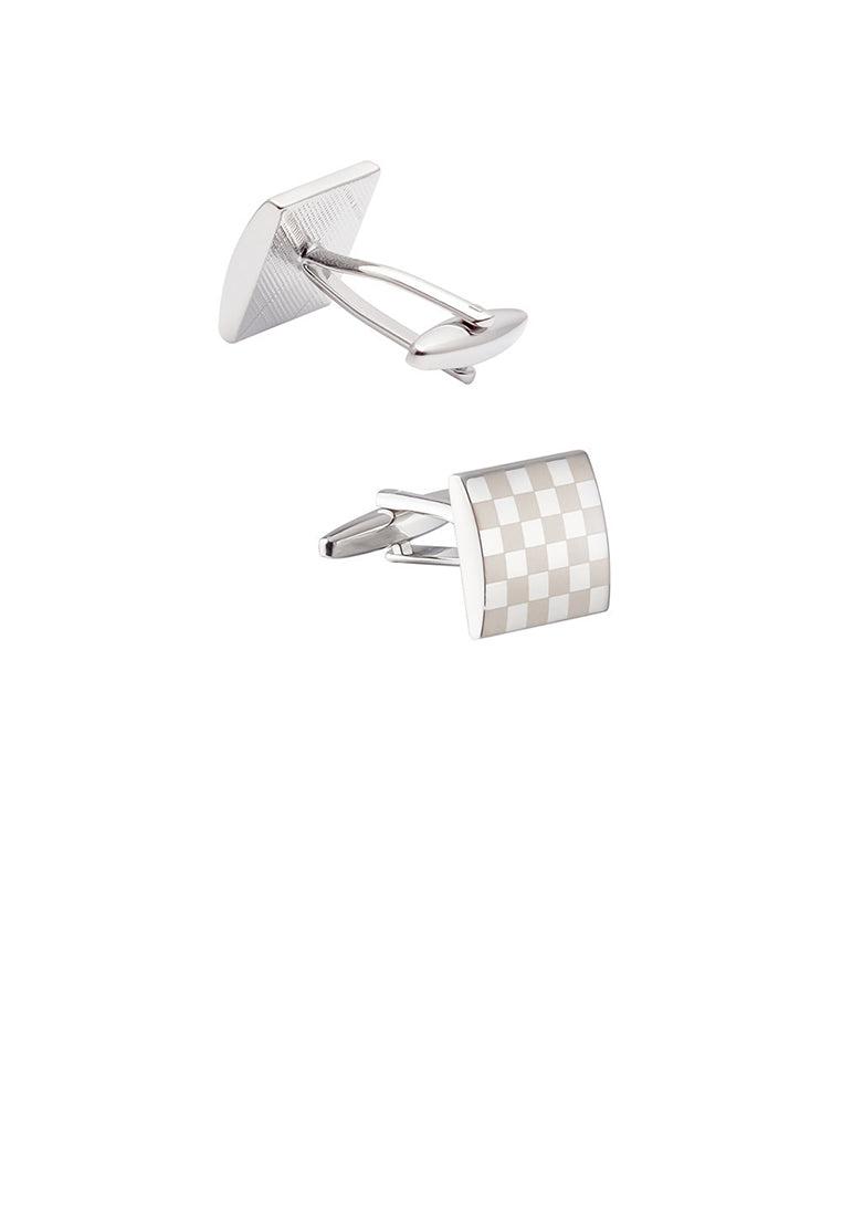 Fashion Temperament Brown Lattice Geometric Square Cufflinks - Vibrant Color