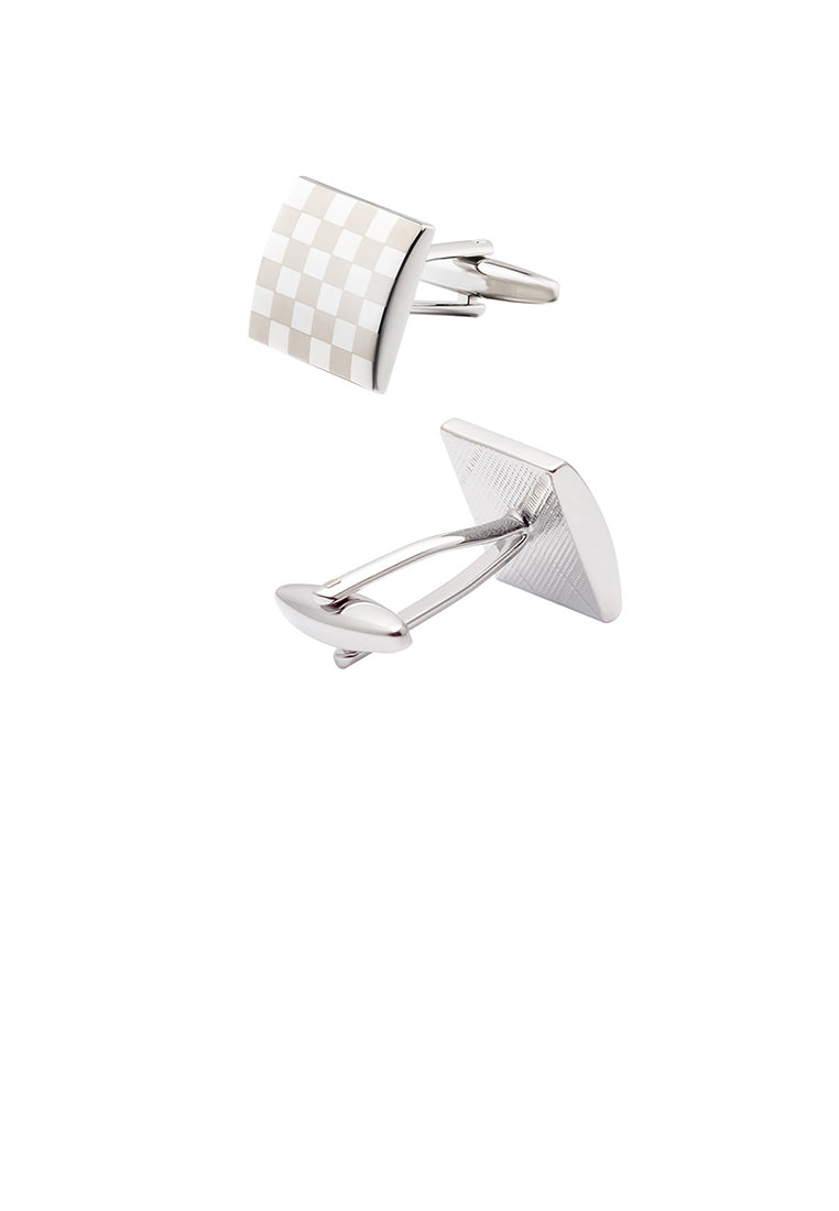 Fashion Temperament Brown Lattice Geometric Square Cufflinks - Vibrant Color