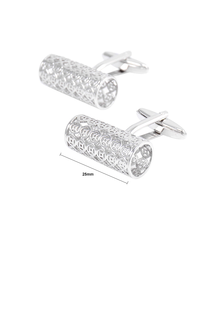 Fashion Simple Hollow Coin Geometric Cylindrical Cufflinks