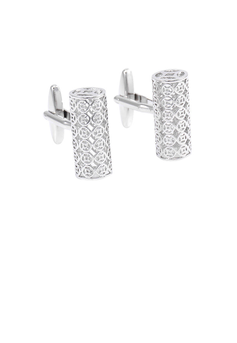 Fashion Simple Hollow Coin Geometric Cylindrical Cufflinks