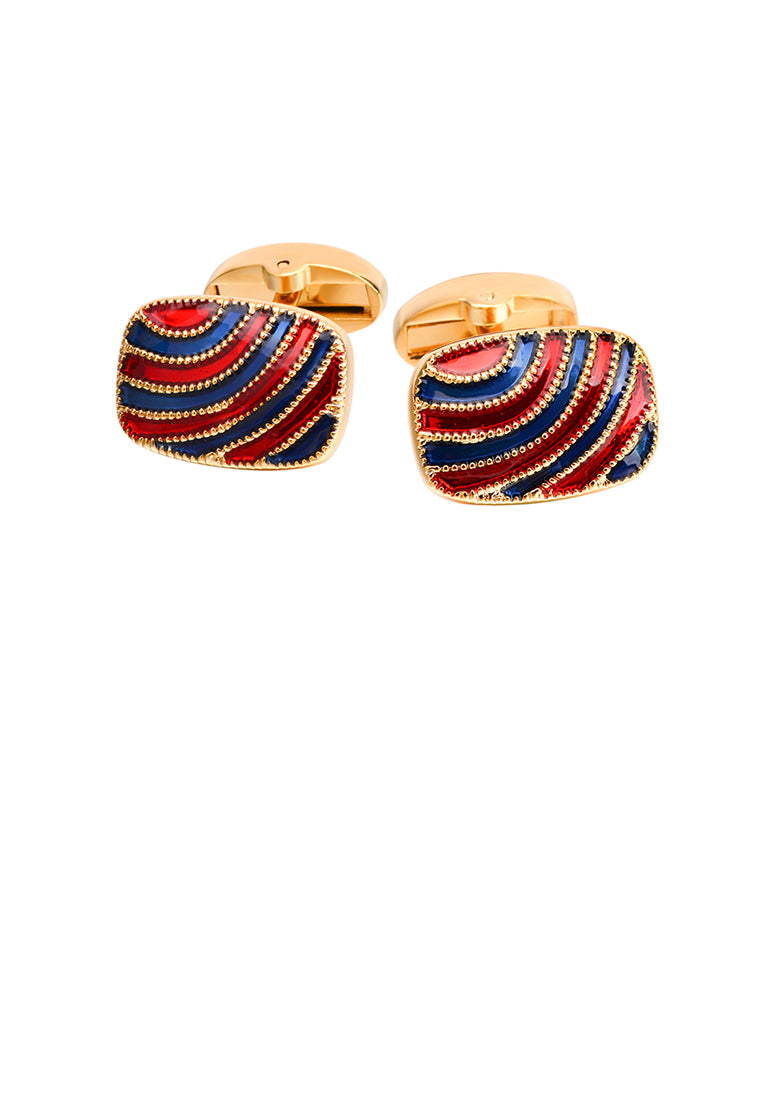 Fashion High-end Plated Gold Geometric Square Color Striped Cufflinks